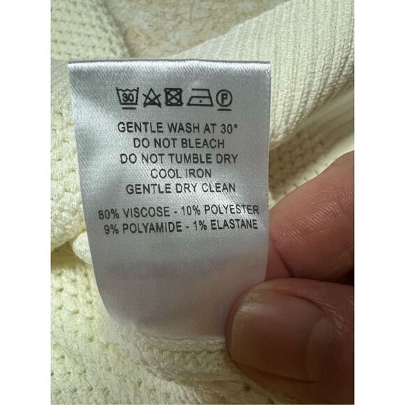 ANDREADAMO Womans Fish Net Polo Knit Sz S Ivory NWT - Picture 5 of 7
